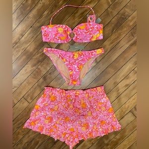 New/never used! JCrew bikini set. Includes bandeau, bottoms, and beach short.